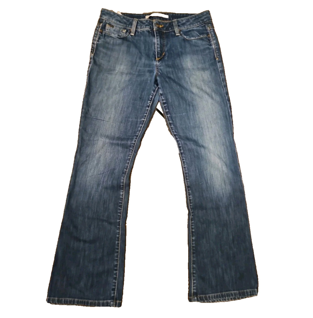 Y2K Grunge Low Rise Bootcut Jeans 29x35 Med Wash Distressed Denim "The Rocker"
